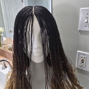 Ombre Micro Braid Lace Front Wig — Black to Brown